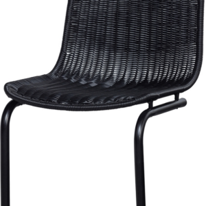 Spisebordsstol uden armlæn WOOOD Willem - sort flettet rattan og metal | H84ÃB44ÃD56 cm